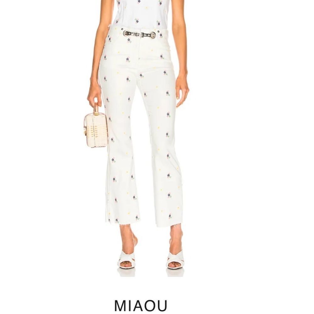 Miaou White Floral Embroidered Jeans size 24
